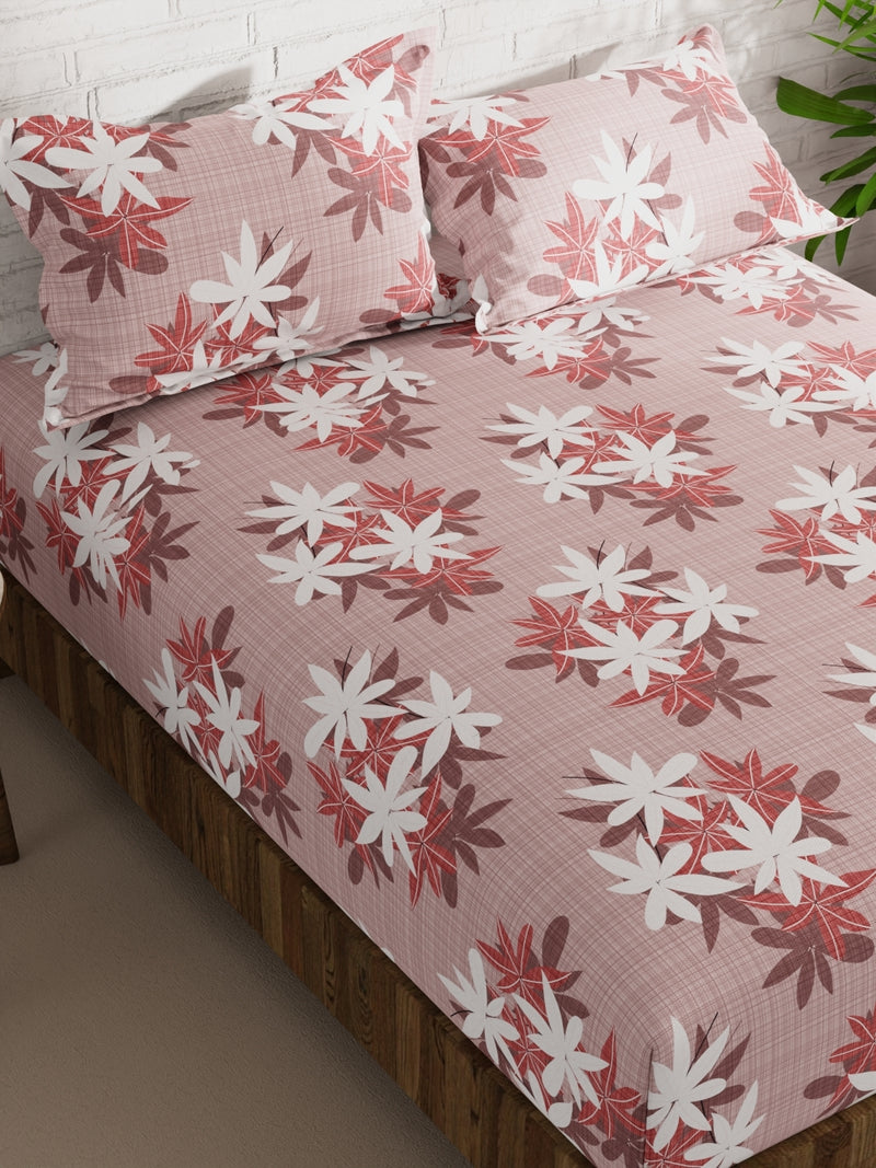 Extra Smooth Micro Double Bedsheet With 2 Pillow Covers <small> (floral-blush)</small>