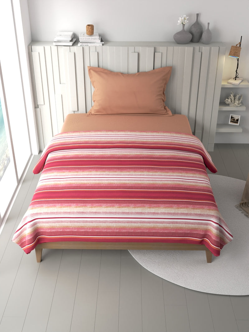 100% Premium Cotton Blanket With Pure Cotton Flannel Filling <small> (stripe-orange/multi)</small>