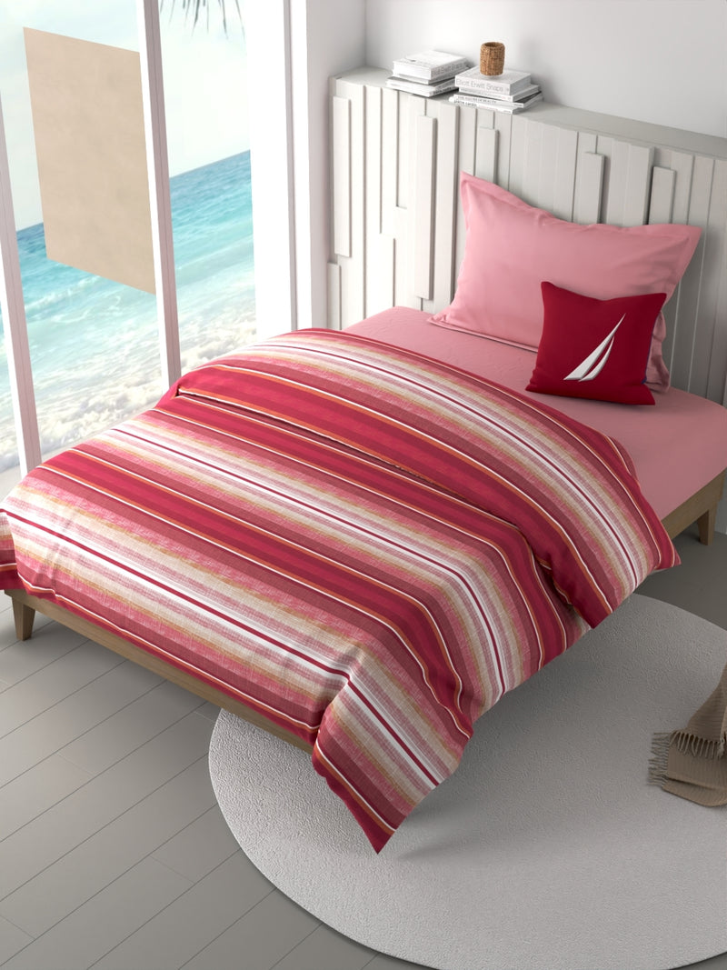 100% Premium Cotton Fabric Comforter For All Weather <small> (stripe-orange/multi)</small>