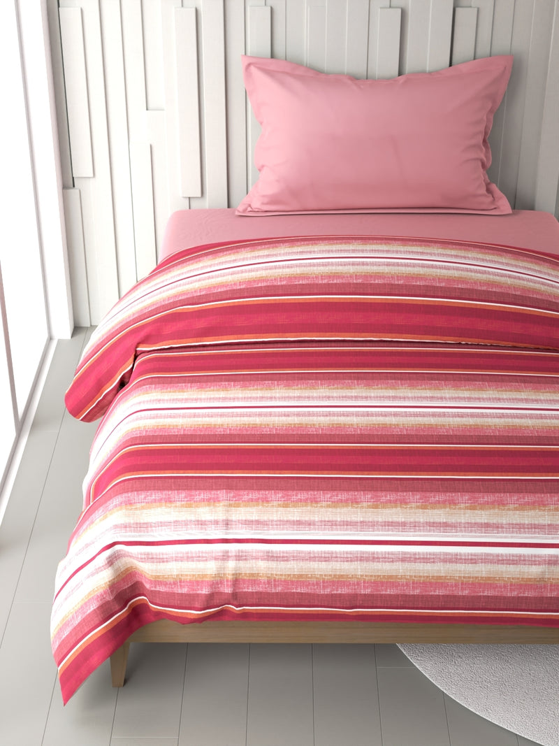 100% Premium Cotton Fabric Comforter For All Weather <small> (stripe-orange/multi)</small>