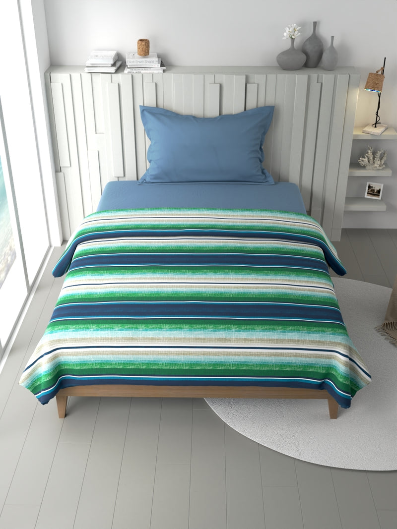 100% Premium Cotton Blanket With Pure Cotton Flannel Filling <small> (stripe-blue/multi)</small>