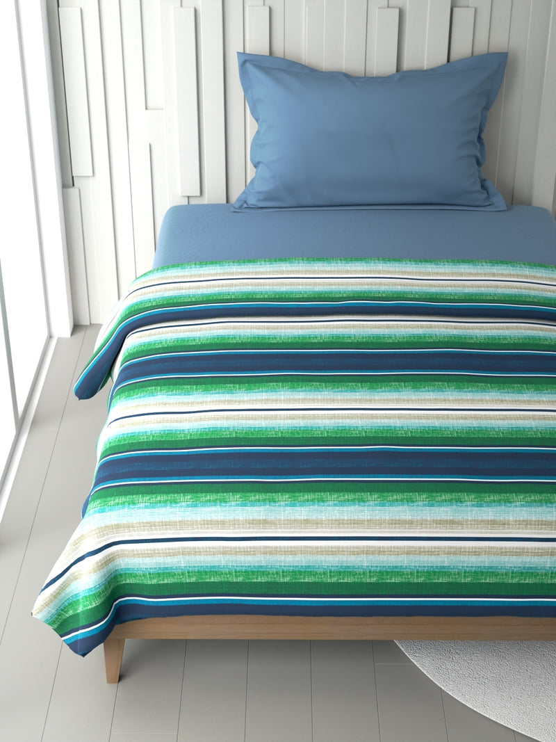 100% Premium Cotton Blanket With Pure Cotton Flannel Filling <small> (stripe-blue/multi)</small>