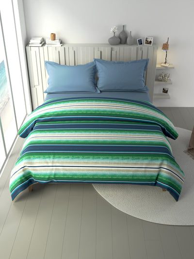 100% Premium Cotton Fabric Comforter For All Weather <small> (stripe-blue/multi)</small>