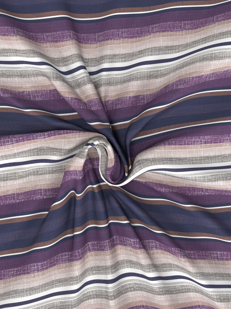 100% Premium Cotton King Bedsheet With 2 Pillow Covers <small> (stripe-purple/multi)</small>