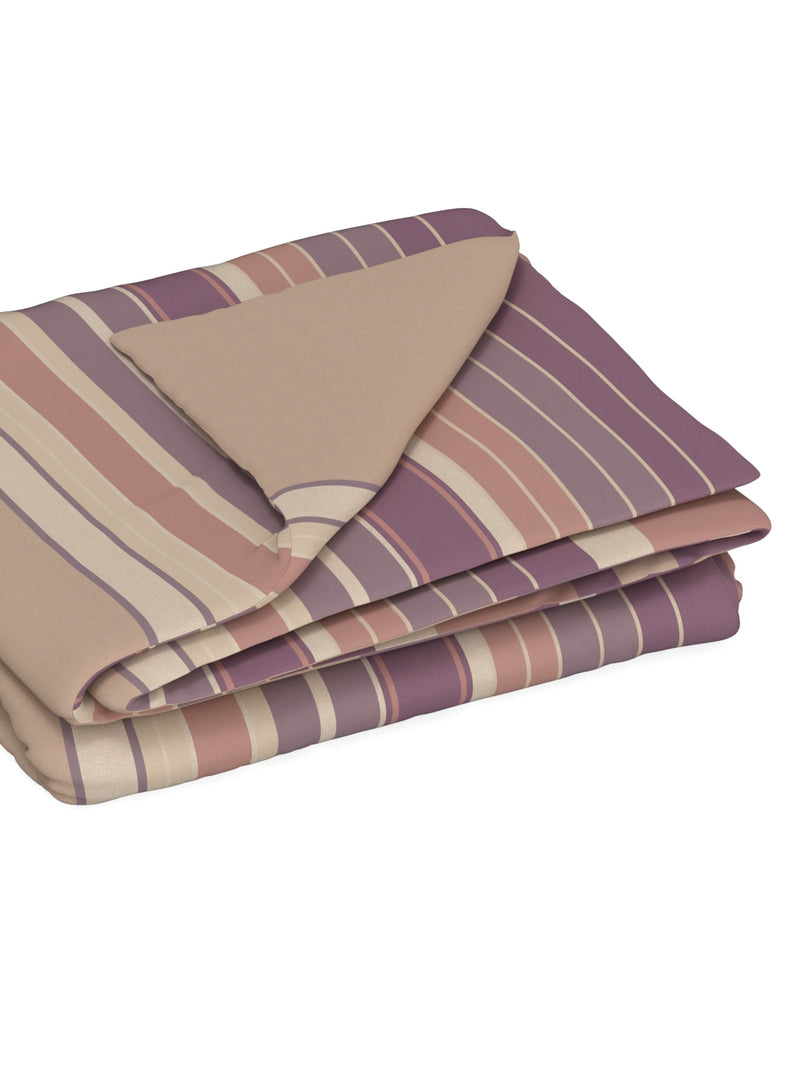 100% Premium Cotton Blanket With Pure Cotton Flannel Filling <small> (stripe-beige/wine)</small>