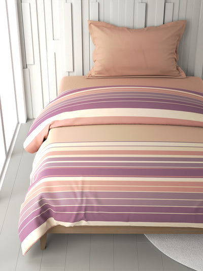 100% Premium Cotton Fabric Comforter For All Weather <small> (stripe-beige/wine)</small>