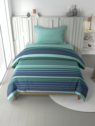 100% Premium Cotton Fabric Comforter For All Weather <small> (stripe-sage/blue)</small>