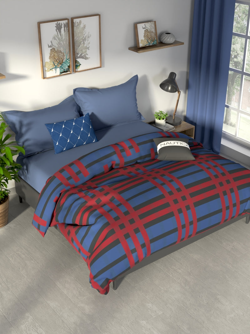 100% Premium Cotton Fabric Comforter For All Weather <small> (checks-red/blue)</small>
