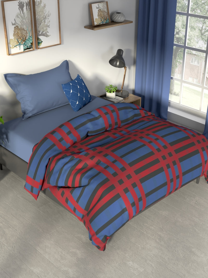 100% Premium Cotton Fabric Comforter For All Weather <small> (checks-red/blue)</small>