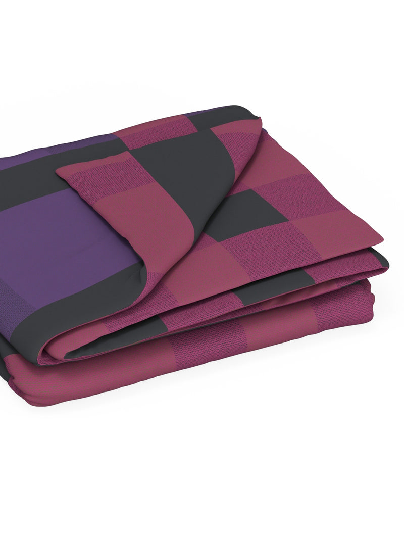 100% Premium Cotton Blanket With Pure Cotton Flannel Filling <small> (checks-red/grape)</small>