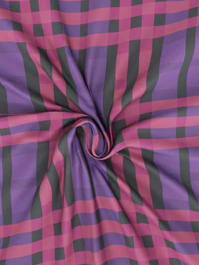 100% Premium Cotton Single Bedsheet With 1 Pillow Cover <small> (checks-red/grape)</small>