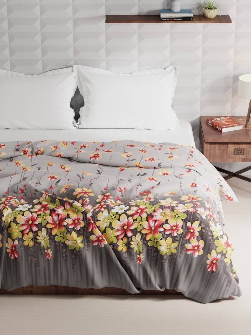 Super Soft Microfiber Double Comforter For All Weather <small> (floral-grey/multi)</small>