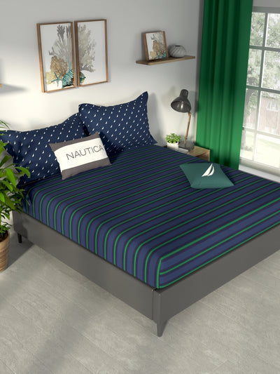 NAUTICA 100% Premium Cotton King Bedsheet With 2 Pillow Covers -3pc set  (pacific coast) checks-dk.blue/green – Bianca Home