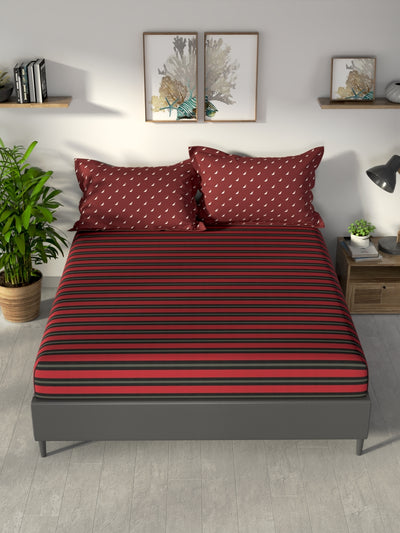 100% Premium Cotton King Bedsheet With 2 Pillow Covers <small> (checks-rust/denim)</small>