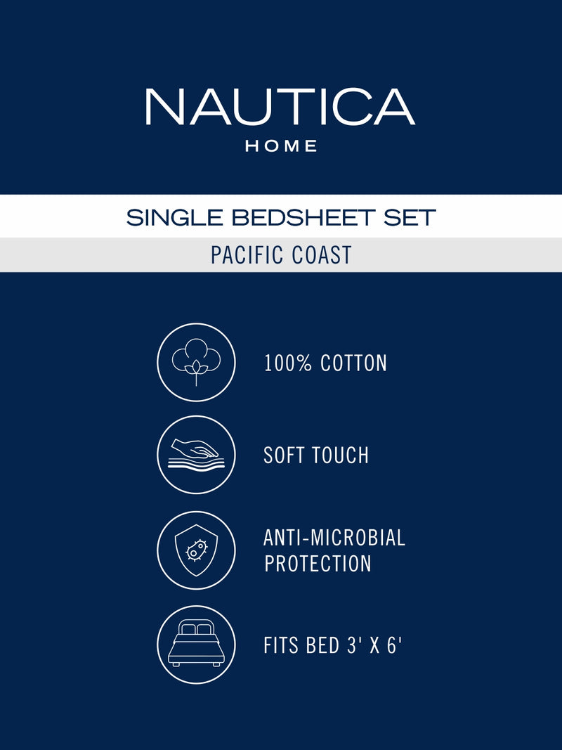 100% Premium Cotton Single Bedsheet With 1 Pillow Cover <small> (checks-rust/denim)</small>