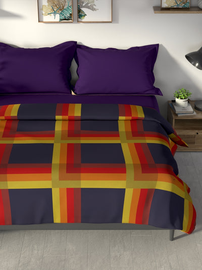 100% Premium Cotton Blanket With Pure Cotton Flannel Filling <small> (stripe-dk.purple/multi)</small>