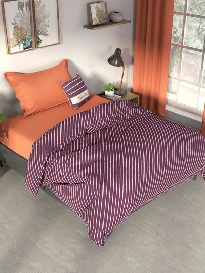100% Premium Cotton Fabric Comforter For All Weather <small> (checks-purple/multi)</small>