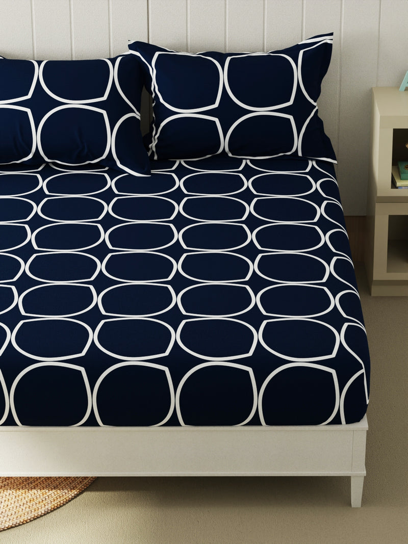 Extra Smooth Micro Double Bedsheet With 2 Pillow Covers <small> (ornamental-indigo)</small>