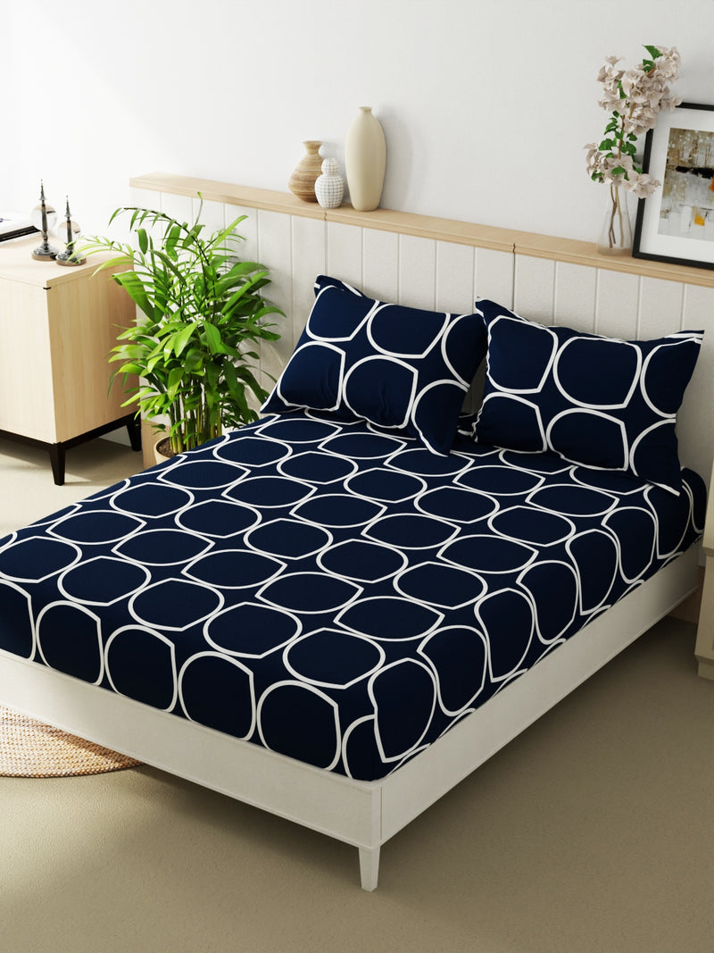 Extra Smooth Micro Double Bedsheet With 2 Pillow Covers <small> (ornamental-indigo)</small>