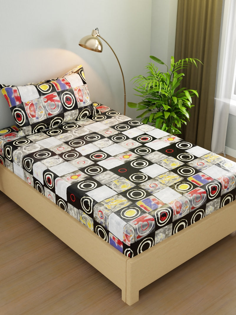 Extra Smooth Micro Single Bedsheet With 1 Pillow Cover <small> (ornamental-black)</small>