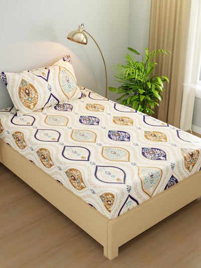 Extra Smooth Micro Single Bedsheet With 1 Pillow Cover <small> (ornamental-ivory/multi)</small>
