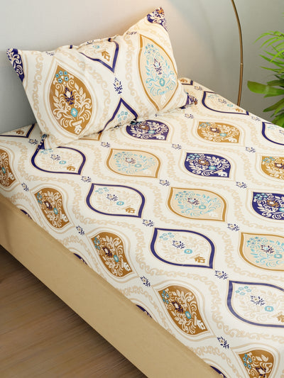 Extra Smooth Micro Single Bedsheet With 1 Pillow Cover <small> (ornamental-ivory/multi)</small>