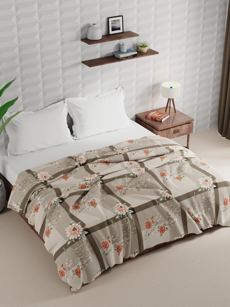 Super Soft Microfiber Double Comforter For All Weather <small> (floral-grey/multi)</small>