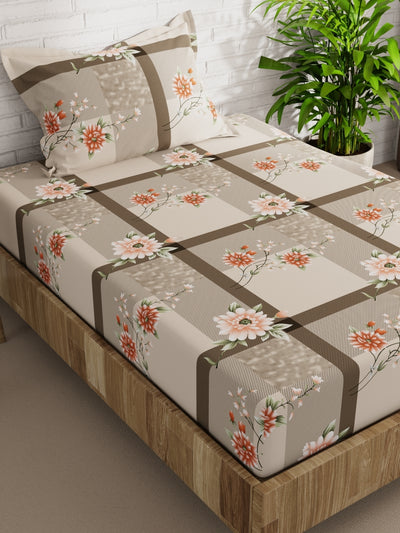 Extra Smooth Micro Single Bedsheet With 1 Pillow Cover <small> (floral-grey/multi)</small>