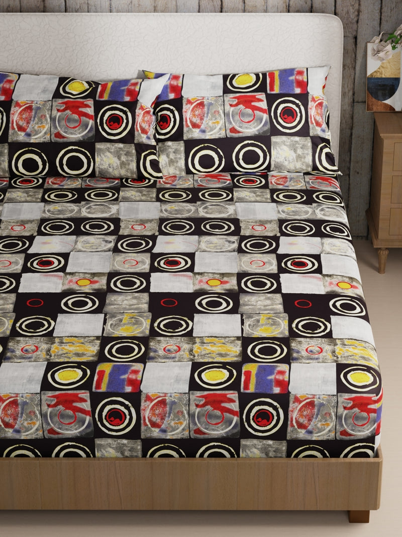 Bamboo Micro King Bedsheet With 2 Pillow Covers <small> (ornamental-black)</small>