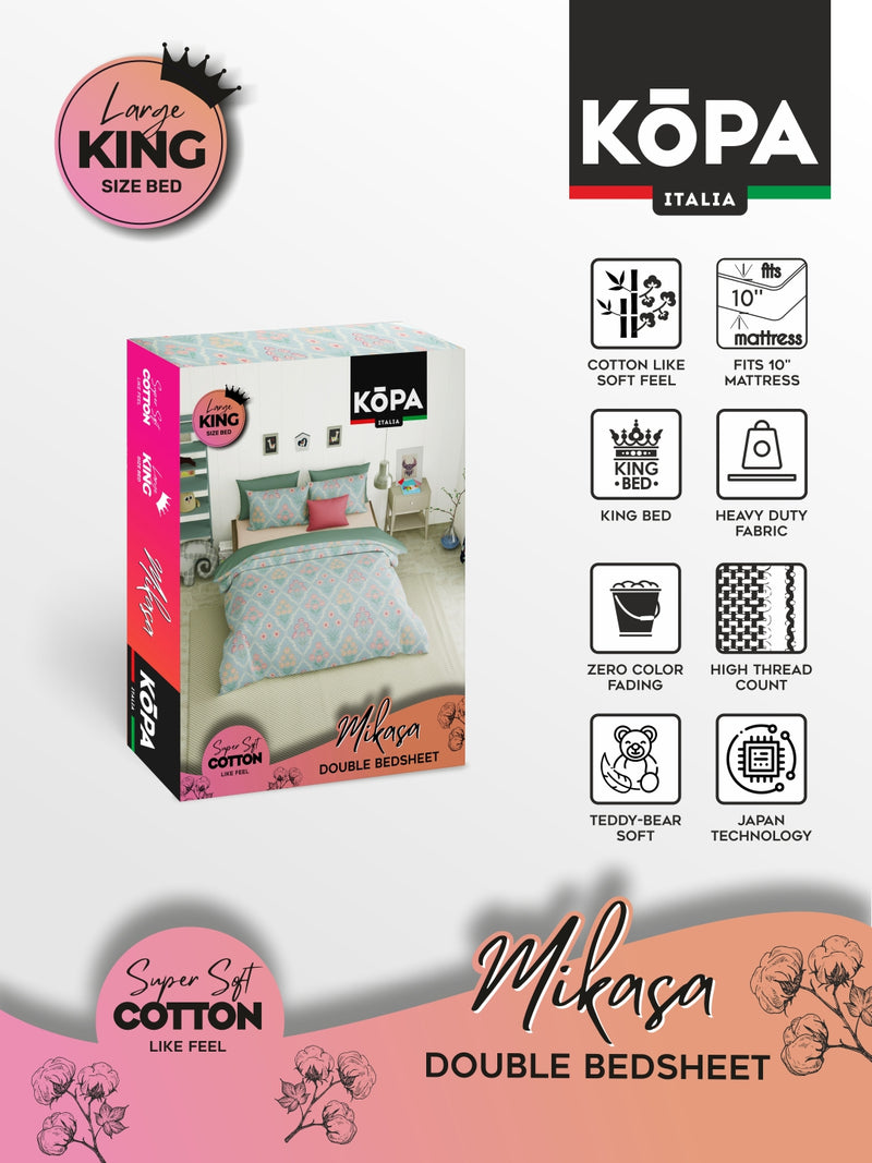 Bamboo Micro King Bedsheet With 2 Pillow Covers <small> (ornamental-black)</small>