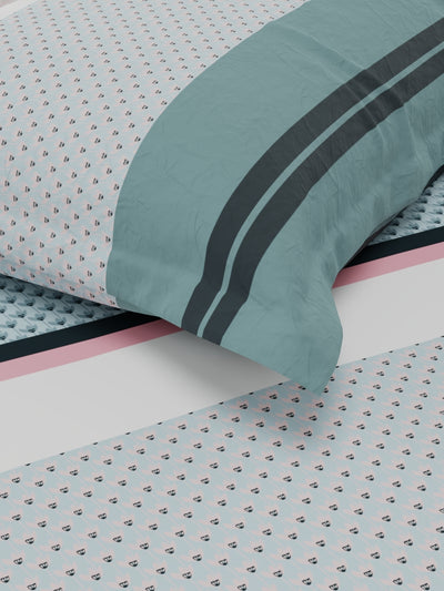 Extra Smooth Micro Single Bedsheet With 1 Pillow Cover <small> (stripe-blue/pink)</small>