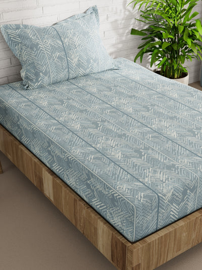 Extra Smooth Micro Single Bedsheet With 1 Pillow Cover <small> (abstract-blue)</small>