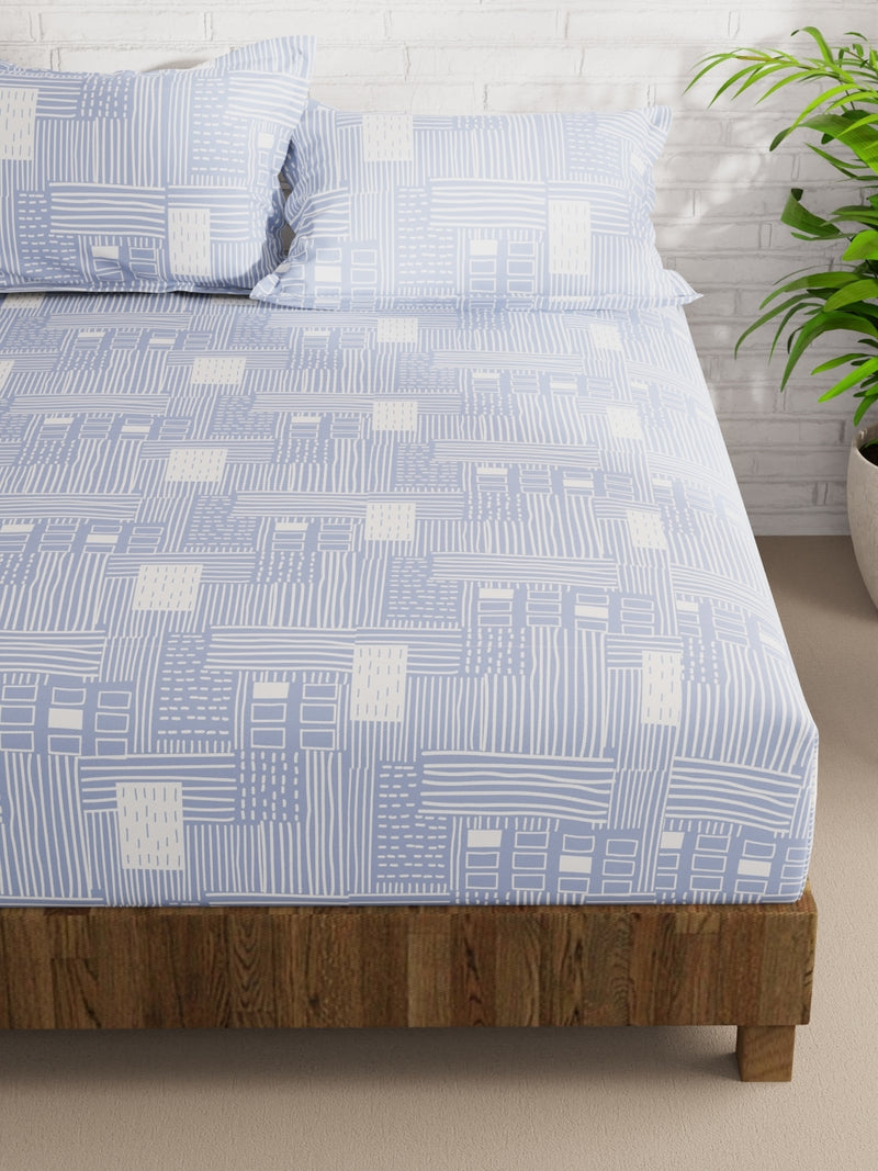 Extra Smooth Micro Double Bedsheet With 2 Pillow Covers <small> (abstract-skyblue)</small>