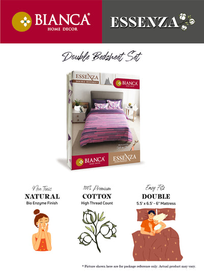 Soft 100% Natural Cotton Double Bedsheet With 2 Pillow Covers <small> (checks-pink/multi)</small>