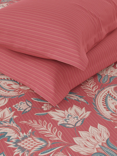 Super Soft 100% Cotton King Bedsheet With 2 Pillow Covers <small> (floral-maroon)</small>