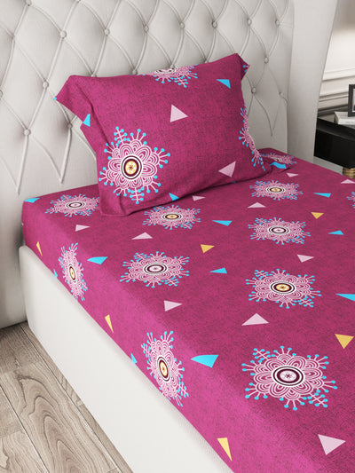 Extra Smooth Micro Single Bedsheet With 1 Cover + 1 Pillow <small> (geometric-rd)</small>