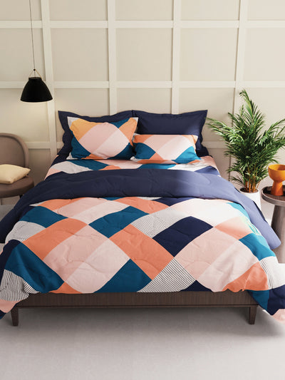 Extra Smooth Micro Double Bedsheet With 2 Pillow Covers <small> (geometric-coral/multi)</small>