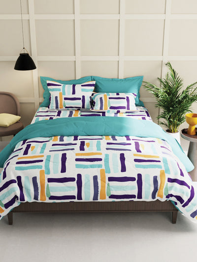 Extra Smooth Micro Double Bedsheet With 2 Pillow Covers <small> (stripe-white/purple)</small>