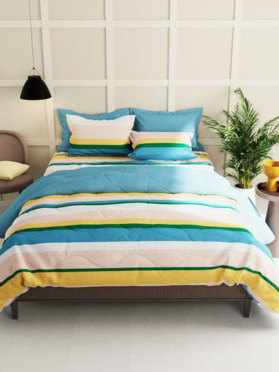 Extra Smooth Micro Double Bedsheet With 2 Pillow Covers <small> (stripe-multi)</small>