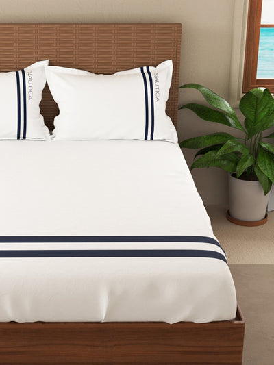 Luxurious 100% Egyptian Satin Fitted Cotton King Bedsheet With 2 Pillow Covers <small> (solid-white)</small>