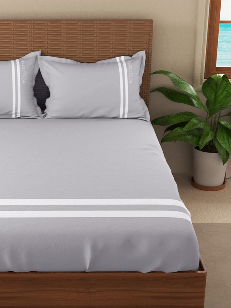 Luxurious 100% Egyptian Satin Fitted Cotton King Bedsheet With 2 Pillow Covers <small> (solid-grey)</small>