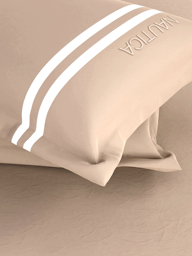 Luxurious 100% Egyptian Satin Fitted Cotton King Bedsheet With 2 Pillow Covers <small> (solid-sand)</small>