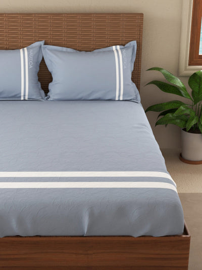 Luxurious 100% Egyptian Satin Fitted Cotton King Bedsheet With 2 Pillow Covers <small> (solid-powderblue)</small>