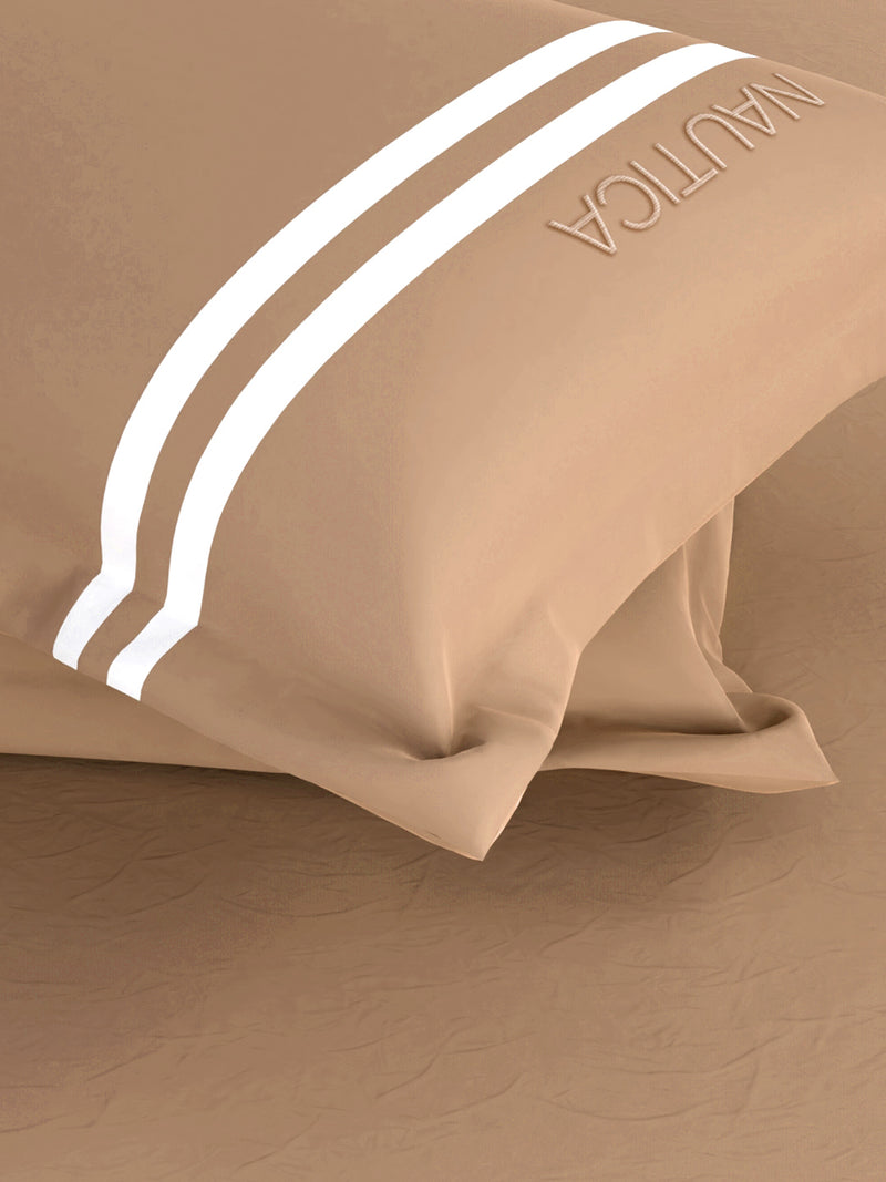 Luxurious 100% Egyptian Satin Fitted Cotton King Bedsheet With 2 Pillow Covers <small> (solid-tan)</small>