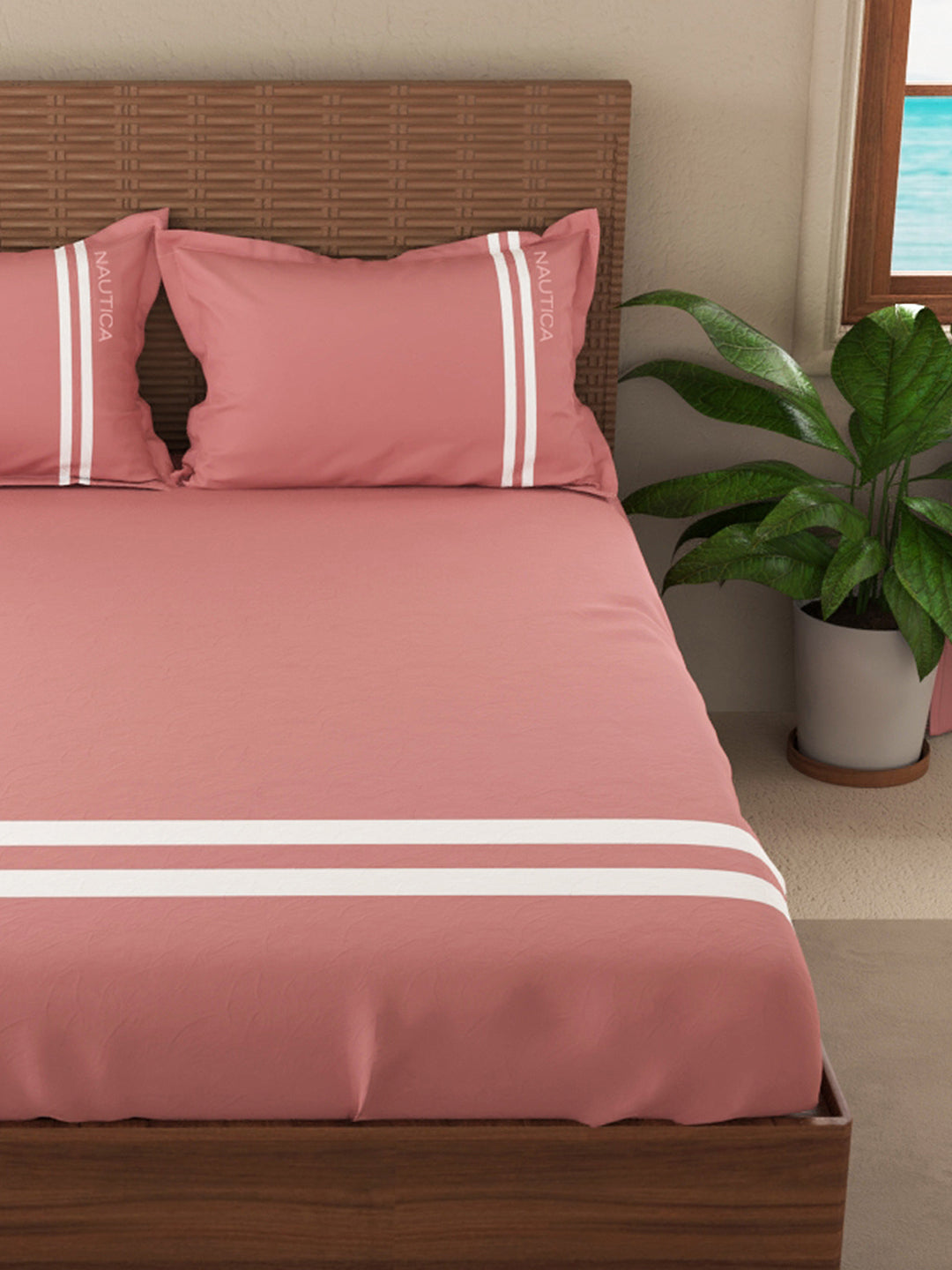 Nautica west port Cotton King Bedsheet With 2 Pillow Covers