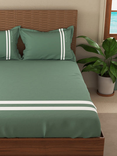 Luxurious 100% Egyptian Satin Fitted Cotton King Bedsheet With 2 Pillow Covers <small> (solid-lt.olive)</small>