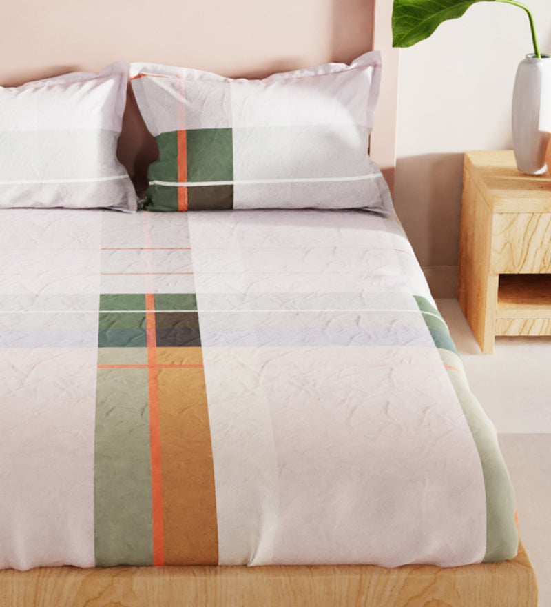 Bamboo Micro King Bedsheet With 2 Pillow Covers <small> (checks-multi)</small>