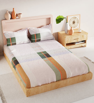 Bamboo Micro King Bedsheet With 2 Pillow Covers <small> (checks-multi)</small>