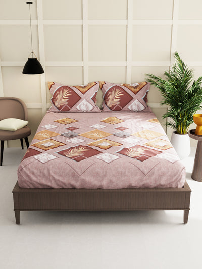 Extra Smooth Micro Double Bedsheet With 2 Pillow Covers <small> (geometrical-mauve)</small>
