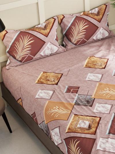 Extra Smooth Micro Double Bedsheet With 2 Pillow Covers <small> (geometrical-mauve)</small>